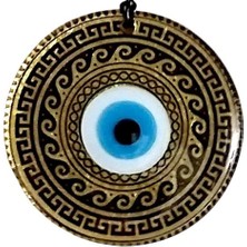 Altın Varaklı Nazar Boncuklu Füzyon Cam El Işçiliği 12 cm Duvar Süsü