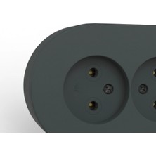 Eco Lounge Antrasit Renk Çiftli Sıva Üstü Topraklı Elektrik Priz