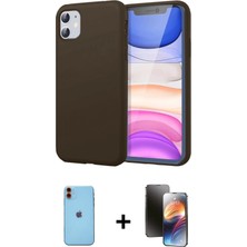 Cepte Toptan iPhone 11 Kozmos Yansıma Özel Seri - Siyah 3D Antistatik Mat Seramik Nano Ekran Koruyucu + Turuncu Neon Fosforlu Kamera Lens