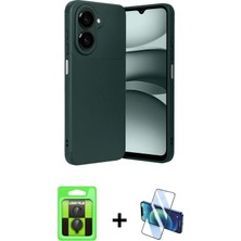 BUTİMAR'S Galaxy A07 4g Eksen Form Prime - Siyah 3D Antistatik Cam Ekran Koruyucu + Siyah Raze Metal Kamera Lens