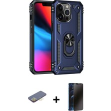 Cepte Toptan iPhone 13 Pro Max Ahenk Klasik Koleksiyonu - Siyah 3D Antistatik Hayalet Cam Ekran Koruyucu + Sarı Renkli Kamera Lens Koruma Cam