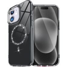 Kordify Newface Apple iPhone 11 Uyumlu Live Diamond Magsafe Kapak – Parlak Taşlı Şık Tasarım & Güçlü Manyetik Kılıf