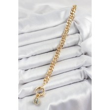 Pirinç Nazar Model Zirkon Taşlı Gold Renk Vip Seri Kadın Bileklik