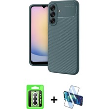 Cepte Toptan Galaxy A17 5g Eksen Form Prime - Siyah 3D Antistatik Seramik Nano Ekran Koruyucu + Gümüş Raze Metal Kamera Lens