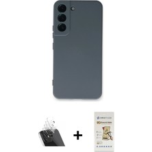 Cepte Toptan Galaxy S22 Plus Ahenk Serisi - Siyah Mat Seramik Nano Ekran Koruyucu + Şeffaf Kamera Lens Koruma Cam