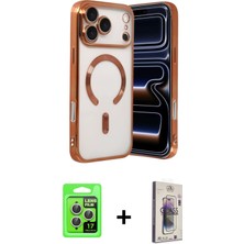 Cepte Toptan iPhone 17 Pro Nova Işık Özel Seri - Siyah Bilvis 3D Cam Ekran Koruyucu + Gümüş Raze Metal Kamera Lens