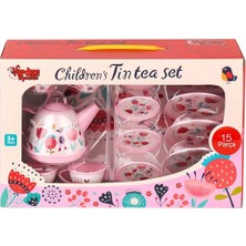 998A-998B Çiçek Desenli Metal Çay Seti 15 Parça