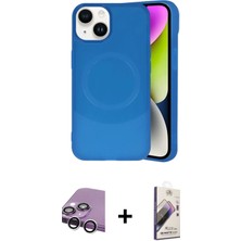 Cepte Toptan iPhone 14 Ufuk Serisi - Siyah Bilvis 3D Mat Cam Ekran Koruyucu + Gümüş Raze Metal Kamera Lens