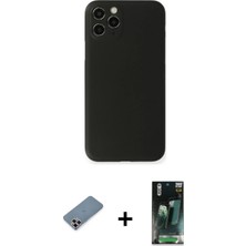 Cepte Toptan iPhone 11 Pro Max Yadigar Yansıma Serisi - Şeffaf 360 Full Body Arka Koruyucu + Mor Metal Kamera Lens Koruma Cam
