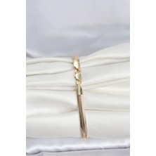 cm 14K Gold Renk Yassı Zincir Yılan Model Kadın Bileklik