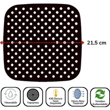 Yumurcak Shop® Siyah Isıya Dayanıklı Yıkanılabilir Silikon Fırın ve Airfryer Kare Model Pişirme Matı 21,5 cm
