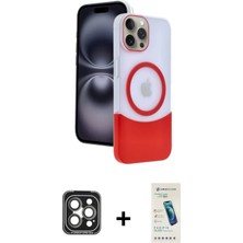 Cepte Toptan iPhone 15 Pro Max Kozmos Form Özel Seri - Şeffaf Pasifik Cam Ekran Koruyucu + Gri Pvd Metal Kamera Lens