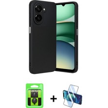 BUTİMAR'S Galaxy A07 4g Eksen Form Prime - Siyah 3D Antistatik Cam Ekran Koruyucu + Siyah Raze Metal Kamera Lens