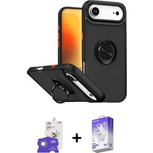 iPhone 17 Air Yörünge Çizgi - Siyah Bilvis 5in1 3D Magic Cam Ekran Koruyucu + Gümüş Bilvis Titan Kamera Lens