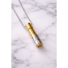 Herşey Nota 316L Paslanmaz Çelik Açılabilir Kapsül Kolye – Gold Renk Unisex Silindir Kolye 60 cm Zincir