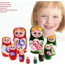 Rusya'dan Geleneksel Dekoratif Ahşap Matruşka Seti 5 Adet