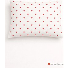 More Home Müslin Yastık Kılıfı  % 100 Pamuklu Yıldılı Kalpli 35X44
