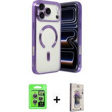 Cepte Toptan iPhone 17 Pro Nova Işık Özel Seri - Siyah Bilvis 3D Cam Ekran Koruyucu + Gümüş Raze Metal Kamera Lens