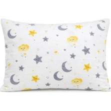 More Home Müslin Bebek Yastık Kılıfı % 100 Pamuklu Yıldızlı Aylı 35×44