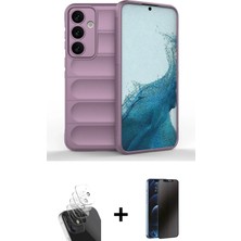 Cepte Toptan Galaxy S24 Atlas Koleksiyonu - Siyah 3D Antistatik Hayalet Cam Ekran Koruyucu + Şeffaf Kamera Lens Koruma Cam