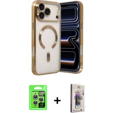 Cepte Toptan iPhone 17 Pro Nova Işık Özel Seri - Siyah Bilvis 3D Cam Ekran Koruyucu + Gümüş Raze Metal Kamera Lens