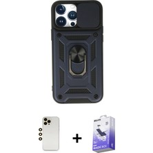 BUTİMAR'S iPhone 13 Pro Max Ahenk Klasik - Siyah Bilvis 5in1 5d Magic Hayalet Cam Ekran Koruyucu + Gold Shine Kamera Lens