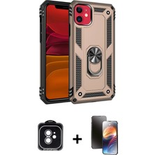 iPhone 11 Ahenk Klasik Koleksiyonu - Siyah 3D Antistatik Mat Seramik Nano Ekran Koruyucu + Yeşil Pvd Metal Kamera Lens