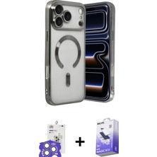 BUTİMAR'S iPhone 17 Pro Max Nova Işık Özel Seri - Siyah Bilvis 5in1 5d Magic Hayalet Cam Ekran Koruyucu + Gümüş Bilvis Titan Kamera Lens