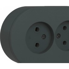Antrasit Çiftli Sıva Üstü Topraklı Priz – Modern Elektrik Tasarımı