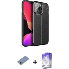iPhone 13 Pro Max Doruk Klasik Özel Seri - Siyah Bilvis 5in1 3D Magic Cam Ekran Koruyucu + Pembe Shine Kamera Lens Koruma Cam