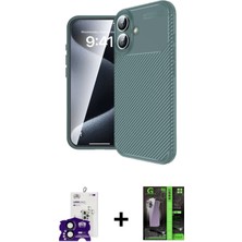 iPhone 16 Eksen Form Prime - Şeffaf 360 Full Body Arka Koruyucu + Siyah Bilvis Titan Kamera Lens