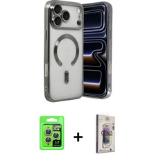 Cepte Toptan iPhone 17 Pro Nova Işık Özel Seri - Siyah Bilvis 3D Cam Ekran Koruyucu + Gümüş Raze Metal Kamera Lens
