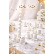 Equinox Pinterest Fiyonk Şamdan Mumluk 2’li Set Dekoratif Kurdele Şamdan Beyaz