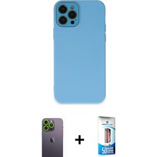 Cepte Toptan iPhone 12 Pro Max Çekirdek Modern Serisi - Siyah 5d Eko Cam Ekran Koruyucu + Yeşil Neon Fosforlu Kamera Lens