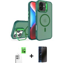 Cepte Toptan iPhone 16 Plus Akış Form - Siyah 3D Antistatik Hayalet Cam Ekran Koruyucu + Beyaz Raze Metal Kamera Lens