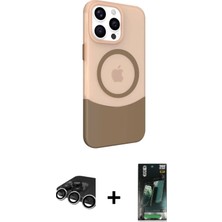 Cepte Toptan iPhone 15 Pro Max Çekirdek Asil Özel Seri - Siyah 360 Mat Full Body Arka Koruyucu + Gümüş Raze Metal Kamera Lens