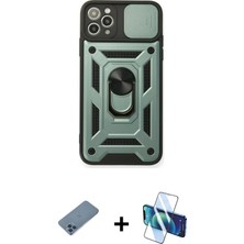 Cepte Toptan iPhone 11 Pro Max Ahenk Klasik - Siyah 3D Antistatik Seramik Nano Ekran Koruyucu + Mavi Shine Kamera Lens Koruma Cam