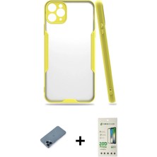 Cepte Toptan iPhone 11 Pro Max Atlas Asil Serisi - Siyah 20D Premium Cam Ekran Koruyucu + Mavi Metal Kamera Lens Koruma Cam