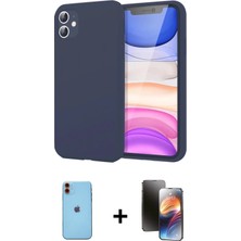 Cepte Toptan iPhone 11 Kozmos Yansıma Özel Seri - Siyah 3D Antistatik Mat Seramik Nano Ekran Koruyucu + Turuncu Neon Fosforlu Kamera Lens