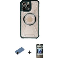 Cepte Toptan iPhone 12 Pro Kutup Modern - Siyah 34D Hayalet Izgaralı Cam + Gold Shine Kamera Lens Koruma Cam