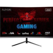 Fantastik Store Raydın MM24RFA-240HZ, 23.6&amp;quot;, 1ms, 240Hz, Full Hd, Hdmı, Dp, Hoparlör, Va Led, R1650 Curved, Frameless, Freesync Gaming Monitör