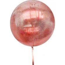 Kırmızı Simli Yuvarlak Şeffaf Balon 24 Inç
