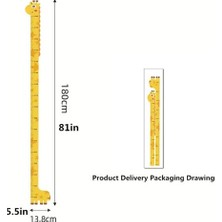 Sevimli Figürlü Çocuk Odası Boy Ölçer Sticker 180 cm