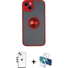 Cepte Toptan iPhone 14 Yörünge Çizgi - Siyah 3D Antistatik Cam Ekran Koruyucu + Gümüş Shine Kamera Lens