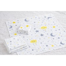 More Home %100 Pamuk Çok Amaçlı Müslin Bebek Müslin Set 5 Parça Ay Yıldızlı