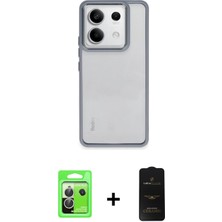 Cepte Toptan Redmi Note 13 Pro 5g Nova Işık Serisi - Siyah 6d Antistatik Mat Seramik Hayalet Nano Ekran Koruyucu + Gümüş Raze Metal Kamera Lens