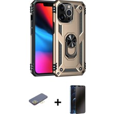Cepte Toptan iPhone 13 Pro Max Ahenk Klasik Koleksiyonu - Siyah 3D Antistatik Hayalet Cam Ekran Koruyucu + Sarı Renkli Kamera Lens Koruma Cam