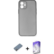 iPhone 12 Yadigar Yansıma Serisi - Siyah Bilvis 5in1 3D Magic Cam Ekran Koruyucu + Gold Metal Kamera Lens Koruma Cam