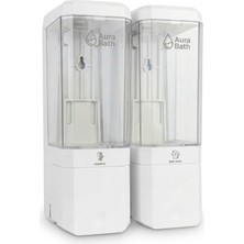 Aura Bath 2 Bölmeli Duvar Tipi Sıvı Sabunluk Şampuan ve Duş Jeli Dispenseri 2X500ML
