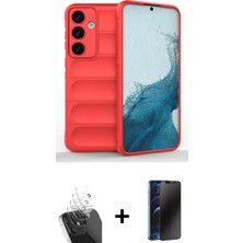 Cepte Toptan Galaxy S24 Atlas Koleksiyonu - Siyah 3D Antistatik Hayalet Cam Ekran Koruyucu + Şeffaf Kamera Lens Koruma Cam
